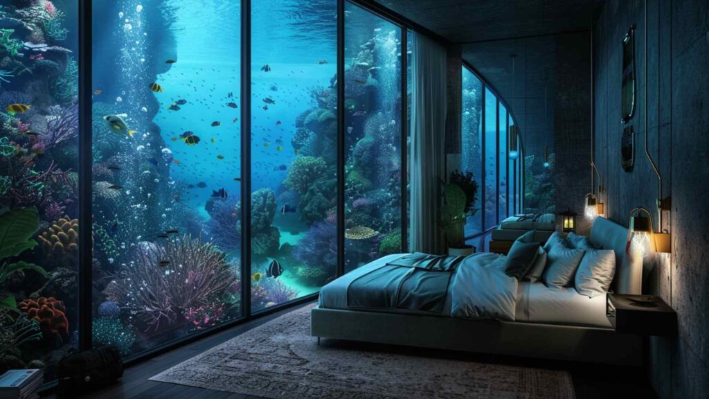 Floating villa with underwater living space off Dubai