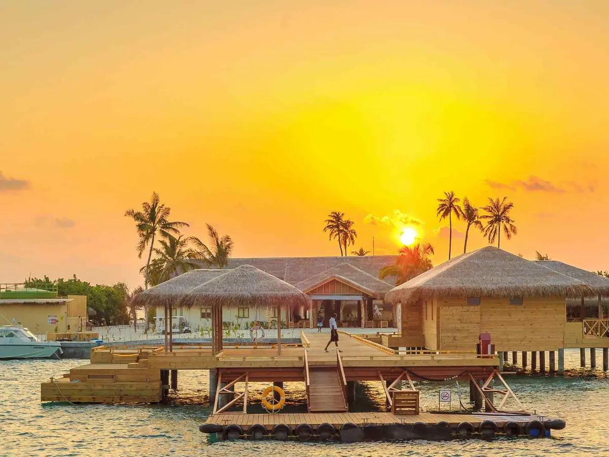 A lagoon bungalow in a tropical African destination