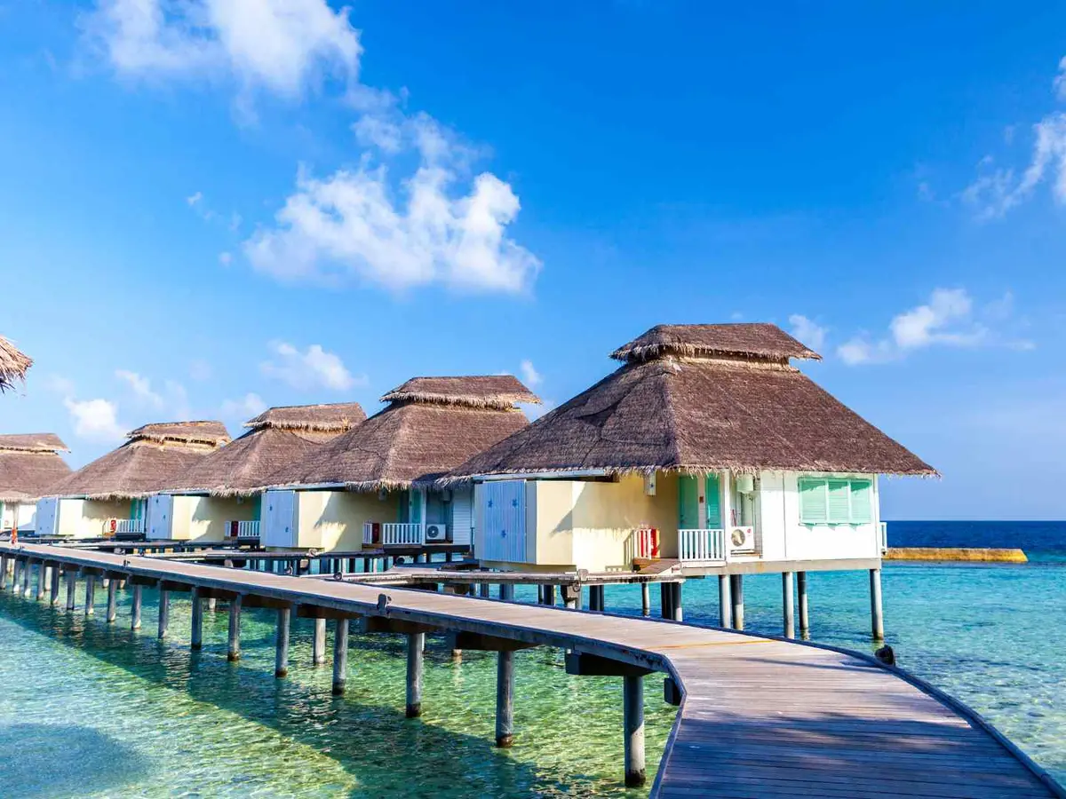 A tropical water villa in Southeast Asia