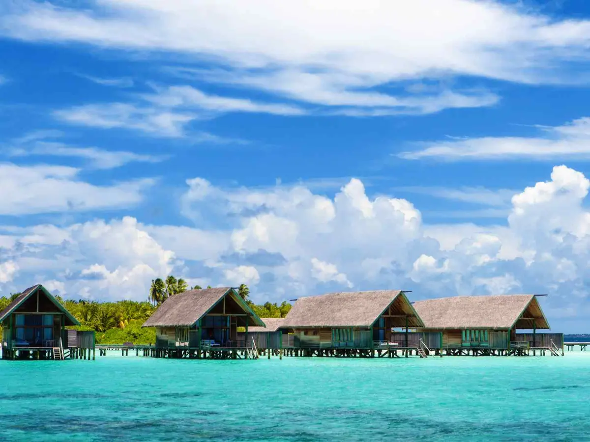 An overwater bungalow deck in Belize