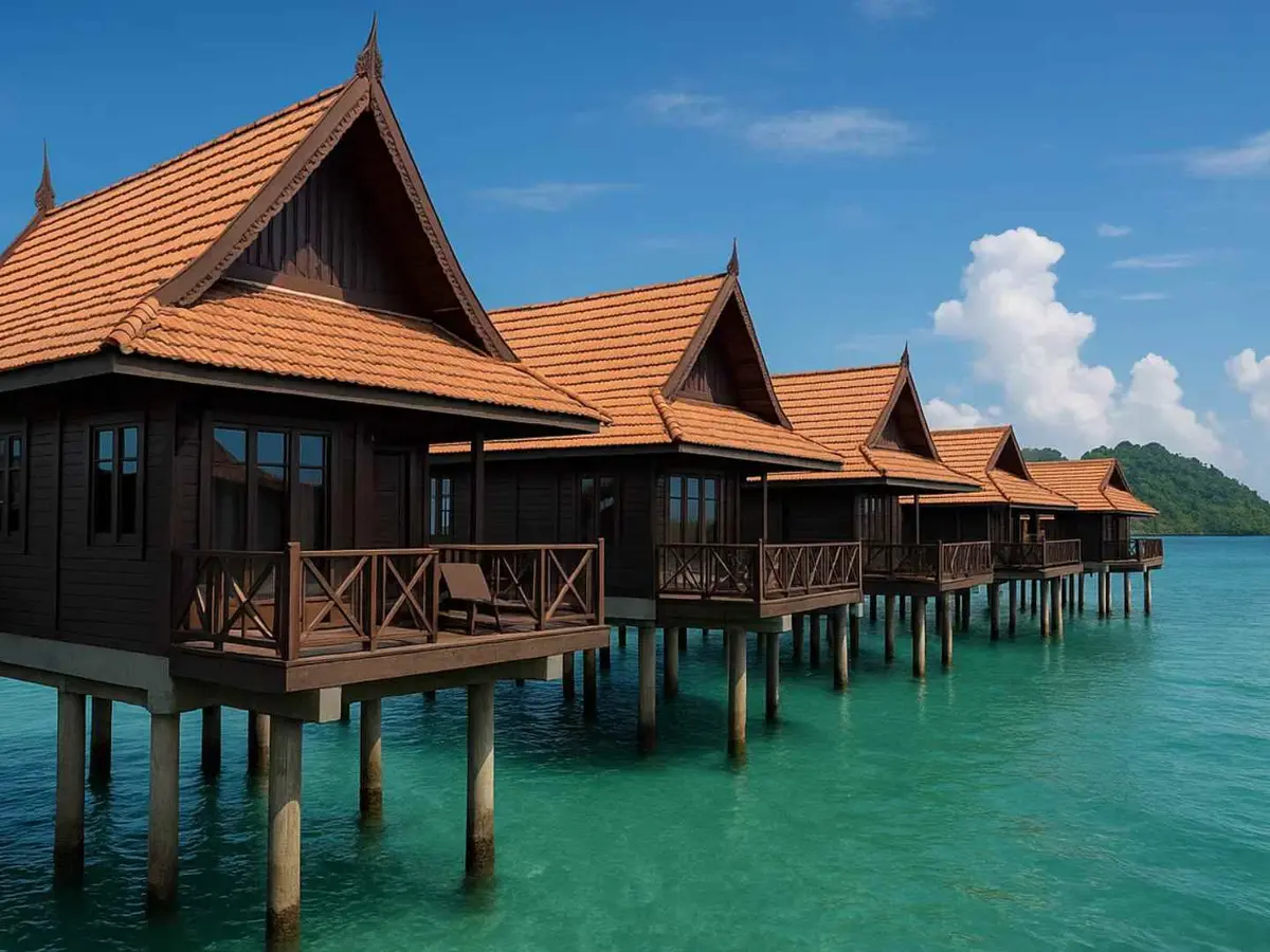 An overwater retreat in a tropical Malaysian setting