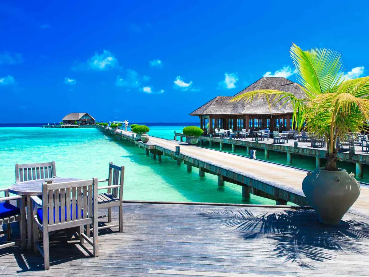 A water villa beside a tropical lagoon in Mexico