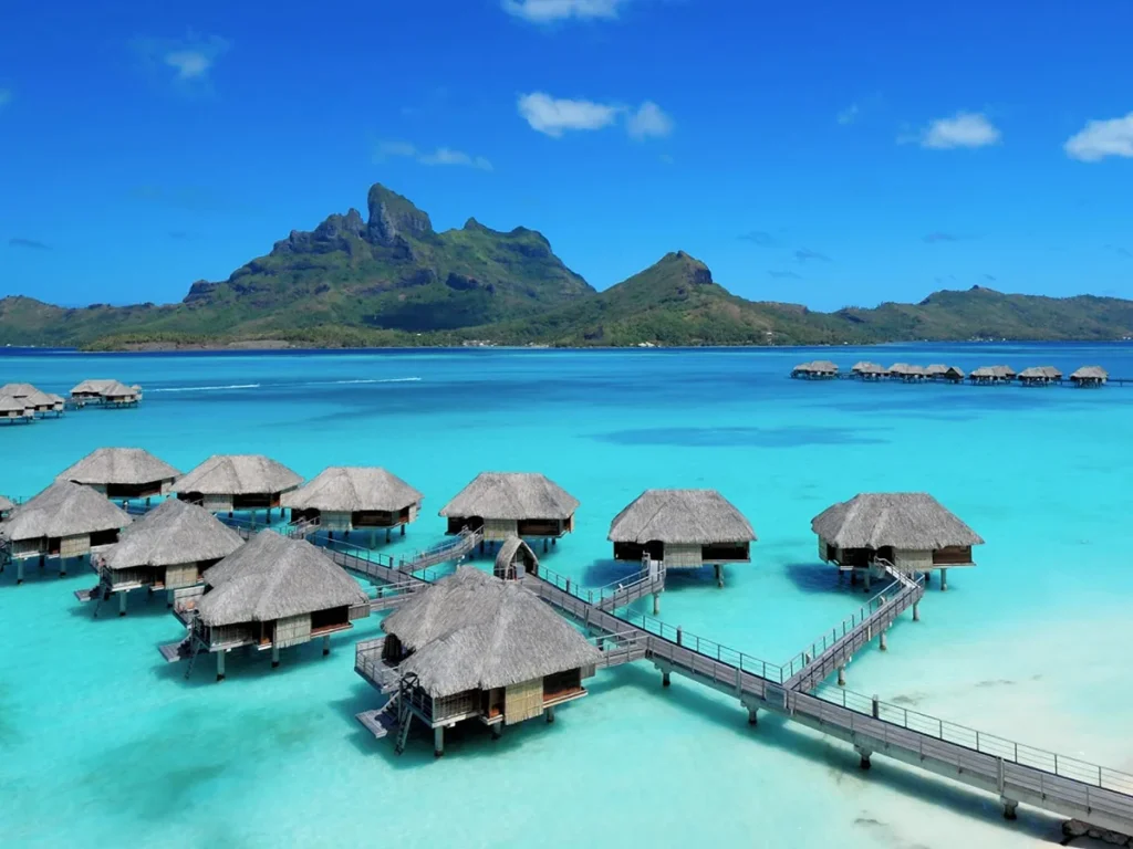 An overwater bungalow at Four Seasons Resort Bora Bora