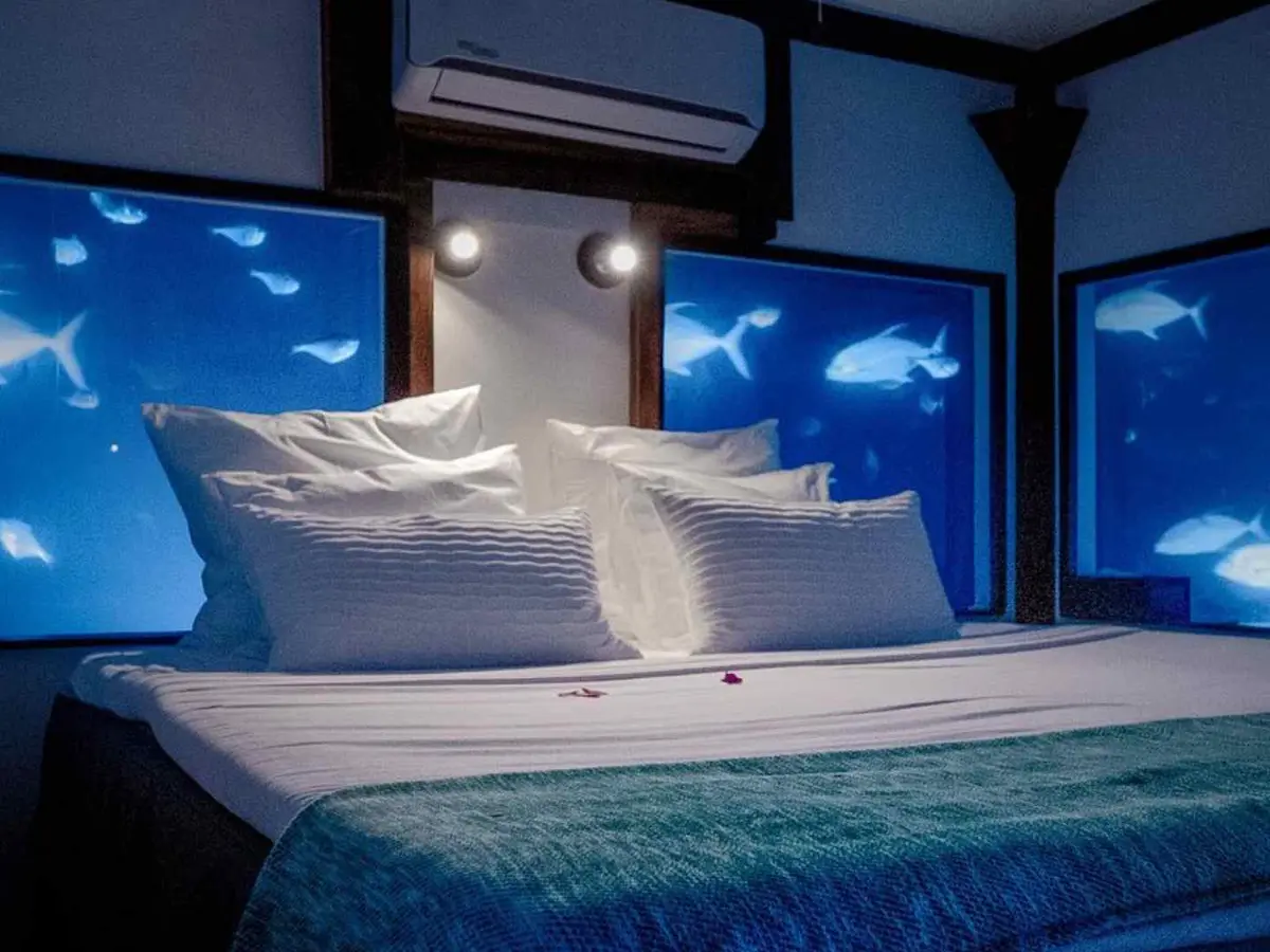A guest room designed for underwater views