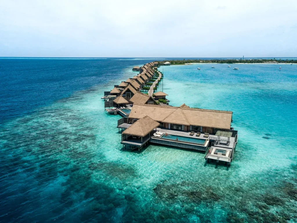 Exterior view of Waldorf Astoria Maldives Overwater Villas